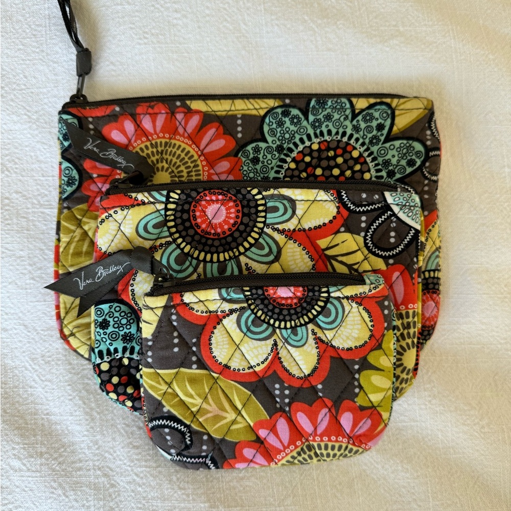 Vera Bradley 3 piece cosmetic bags